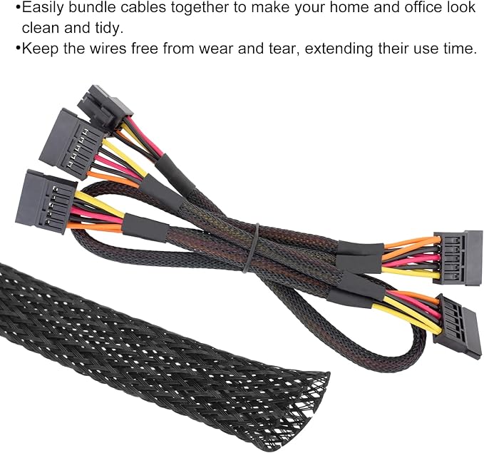 25ft PET Expandable Wire Loom 3/4 Inch, PET Braided Wire Sleeving Cable - Image 4