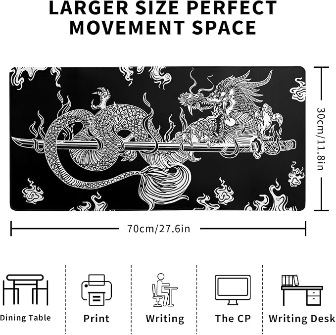 Dragon Gaming Mouse Pad Black Large Mouse Pad - Image 2