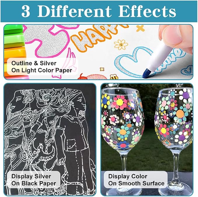 TRANSON 18pcs Outline Shimmering Markers - Image 3