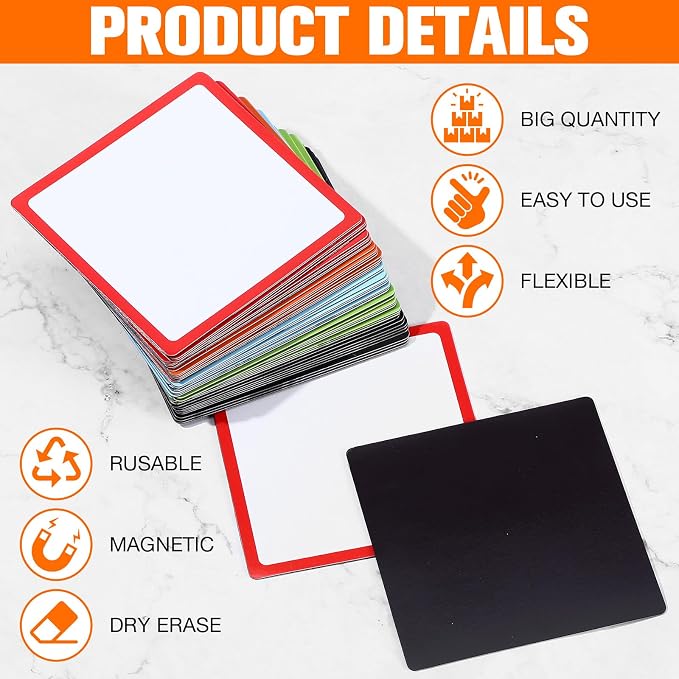 Spakon 50 Pack Dry Erase Blank Magnetic Labels Magnets Multipurpose Erasable - Image 3