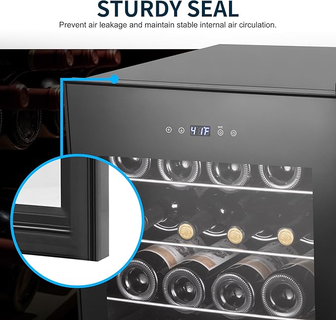 24 Bottles Wine Cooler Refrigerator, Small Wine Fridge Mini Wine Fridge Countertop with Glass Door Wine Cellars for Red Wine, Champagne, Dry White Wine, Sparkling Wines-DeskLoop Office