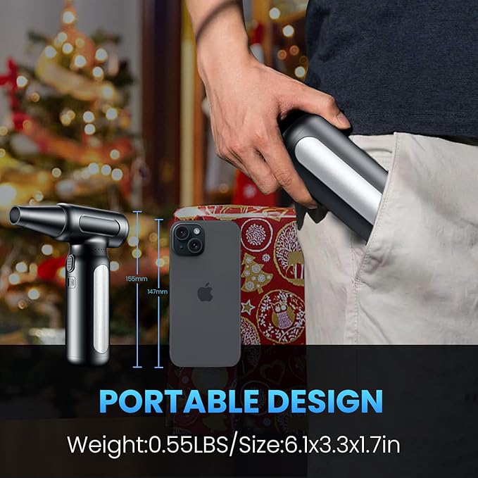 Electric Compressed Air Duster - 32,0000 RPM Rechargeable Cordless Air Blower for PC, Computer Keyboard Cleaning Kit - Mini Battery Powered Air Duster for Electronics, Car, Home - Replaces Air Cans-DeskLoop Office