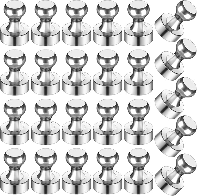 LOVIMAG 25Pcs Magnetic Paper Clip Dispenser Holder for Whiteboard, Strong Magnets Fridge Magnets Adult, Small Push Pin Magnet for Whiteboard, Office, Classroom, Map, Thumb Tacks Magnet-DeskLoop Office