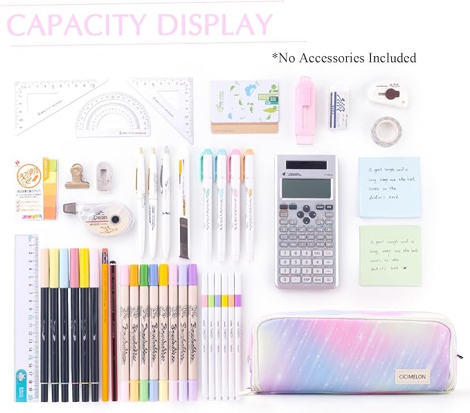 CICIMELON Large Capacity Pencil Case 3 Compartment Pouch Pen Bag - Image 4