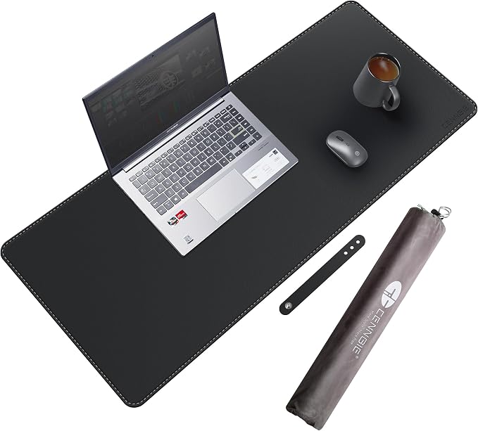 CENNBIE Leather Desk Mat Protector, 35.5" x 16" Extra Large Leather Office Desk by CENNBIE