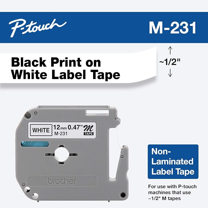 Brother M231 1/2in Labeling Tape - Image 2