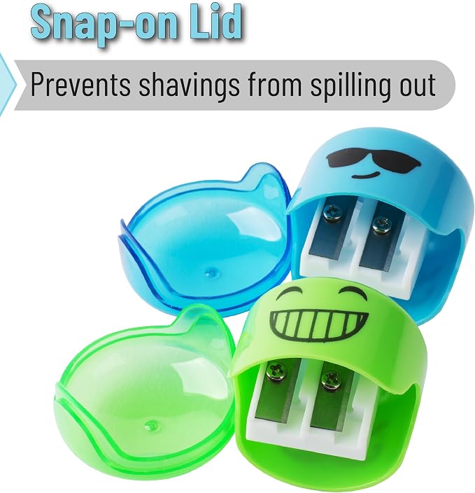Mr. Pen- Pencil Sharpeners Manual, 12 Pack, Dual Hole, Smiley | Bulk Handheld - Image 4