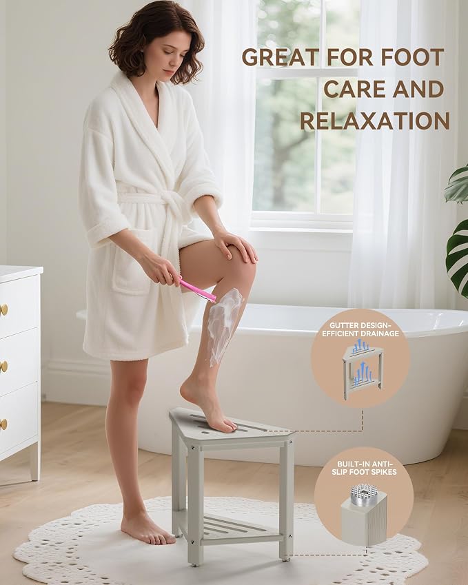 Shower Foot Rest 15in, HDPE Waterproof Shower Stool - Image 3