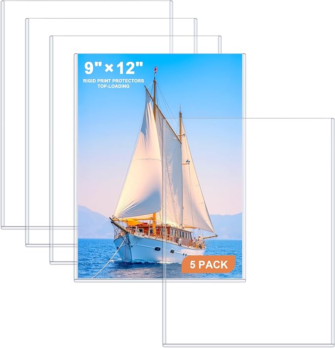 Ndsox 5 Pack 9" x 12" Rigid Print Protectors Clear Hard Plastic Sheet by NDSOX