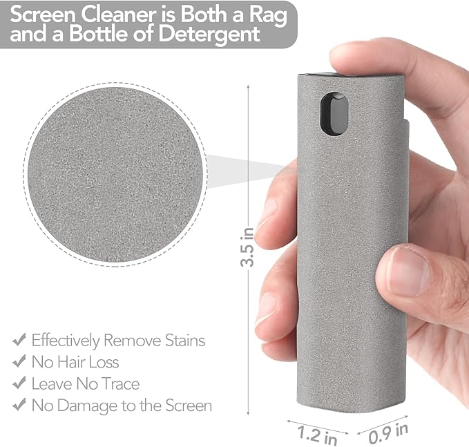 2 Pcs Fingerprint Proof Screen Cleaner Safe for All Phones Glasses Tablet Laptop TV Watch Screens (Light Grey)-DeskLoop Office