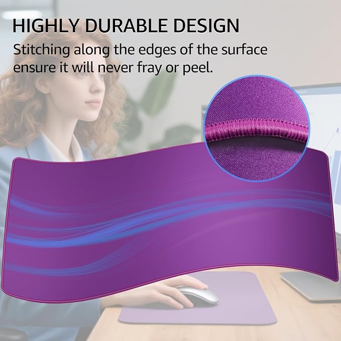 KTRIO Large Gaming Mouse Pad, Desk Mat, 31.5 x 15.7 in, Violet Purple, XXL | - Image 4