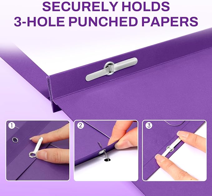 SUNEE 2 Pocket Folders with Prongs, Paper Folders with 2 Pockets and 3 Prongs - Image 3