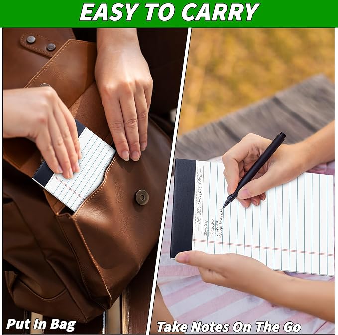 48 Pack Legal Pads Bulk, 5 x 8 Inch White Notepad, Note Pads College Ruled - Image 4