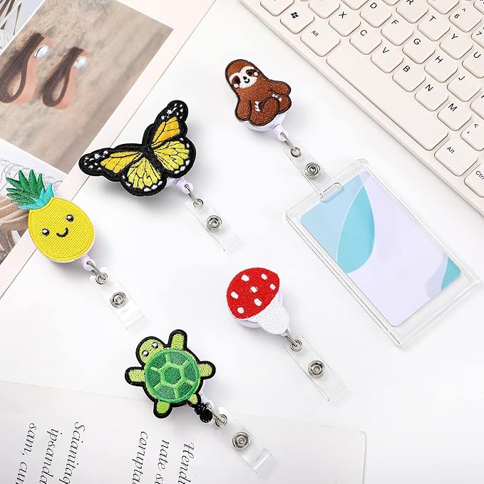 Zonon 8 Pcs Nurse Badge Reels Pediatric Badge Reels Cute Felt Retractable Funny - Image 5