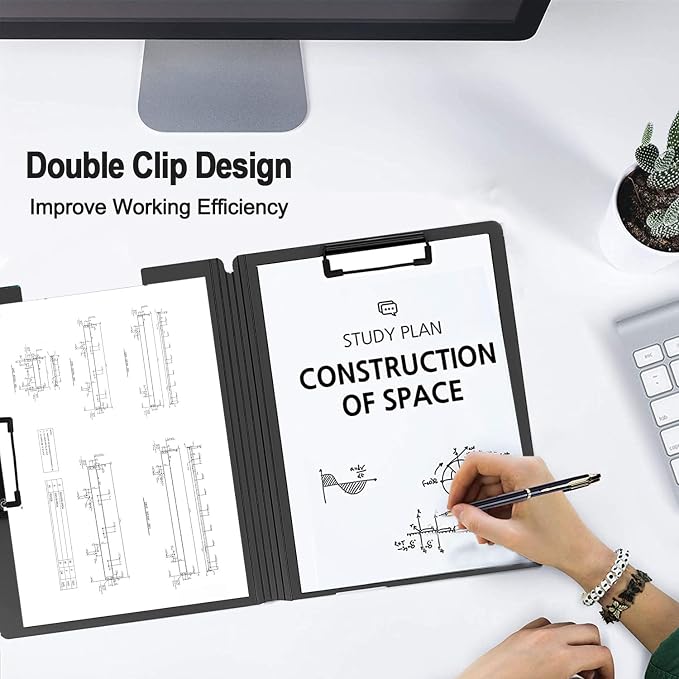 2 Pack Foldable Clipboards, A4 Office Clipboard Folder - Image 2