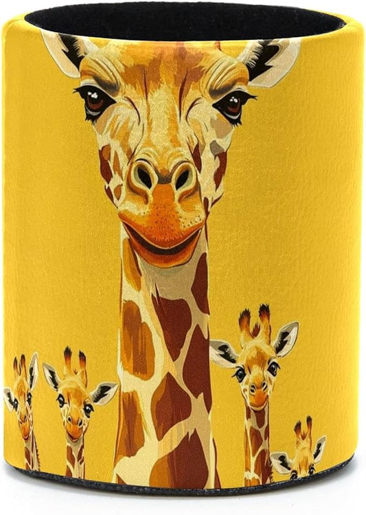 Leather Pen Holder for Desk, Cute Giraffe Pencil Cup Desktop Organizer Makeup by Unknown