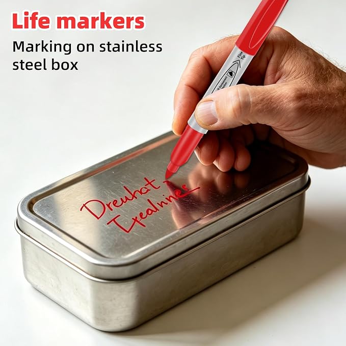 Red Permanent Marker, Fine Point Markers Quick Drying, Fade Resistant, No Smear - Image 14