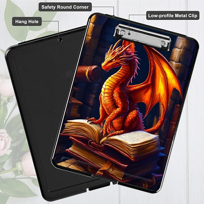 Book Dragon A4 Clipboard with Storage Pen Holder, Clipboards Organizer Nursing - Image 5