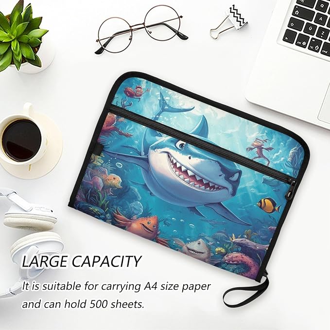 Cartoon Shark in Ocean Accordion File Organizer Expanding Document Folder - Image 6
