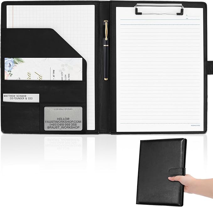 Professional Padfolio with Clipboard, Faux Leather Portfolio Folder Binder by Unknown