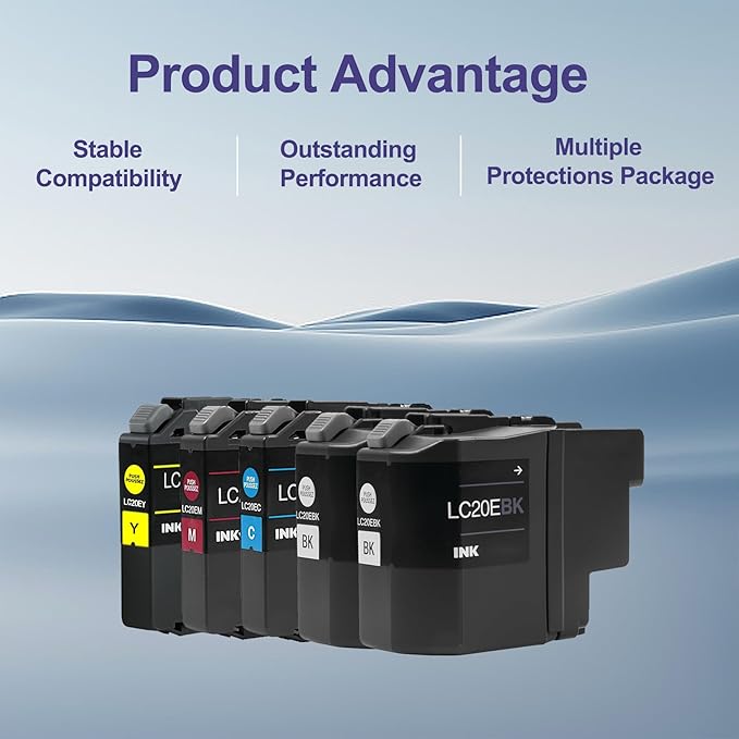 LC20E Super High Yield Ink Cartridge Set Replacement for Brother LC20EBK LC20EC LC20EM LC20EY LC20E XXL Ink Cartridges MFC-J5920DW MFC-J985DW MFC-J775DW MFC-J985DWXL Printer (2BK/C/M/Y, 5 Pack)-DeskLoop Office