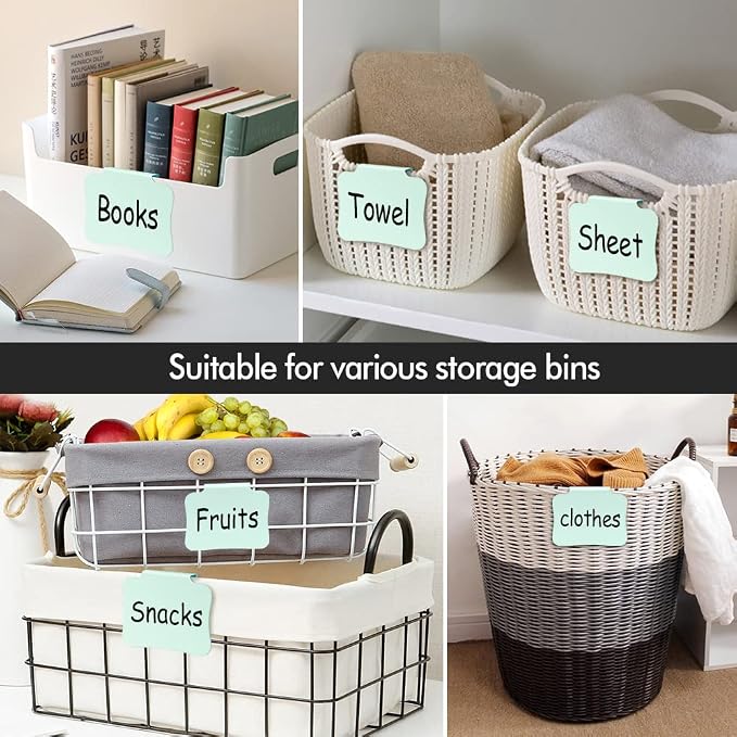 12PCS Basket Labels Clip On for Storage Bins, Removable & Erasable Bin Labels - Image 3