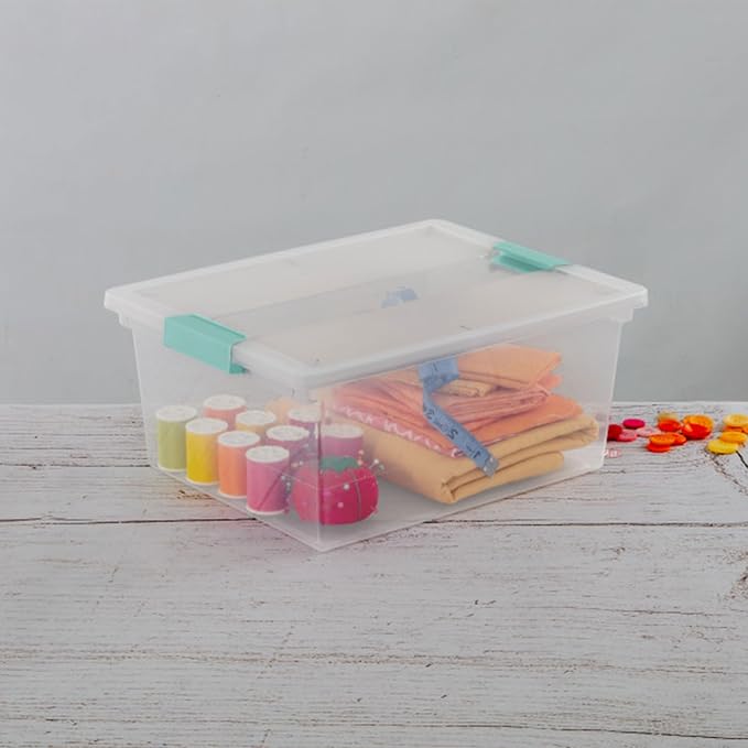 Sterilite 4-Pack Clip Box, Stackable Clear Plastic Bins - Image 8
