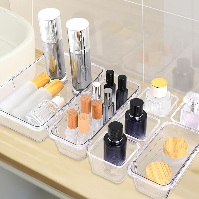 25 Pcs Clear Drawer Organizer, Adjustable Drawer Storage Box, 3-Size Desk - Image 7