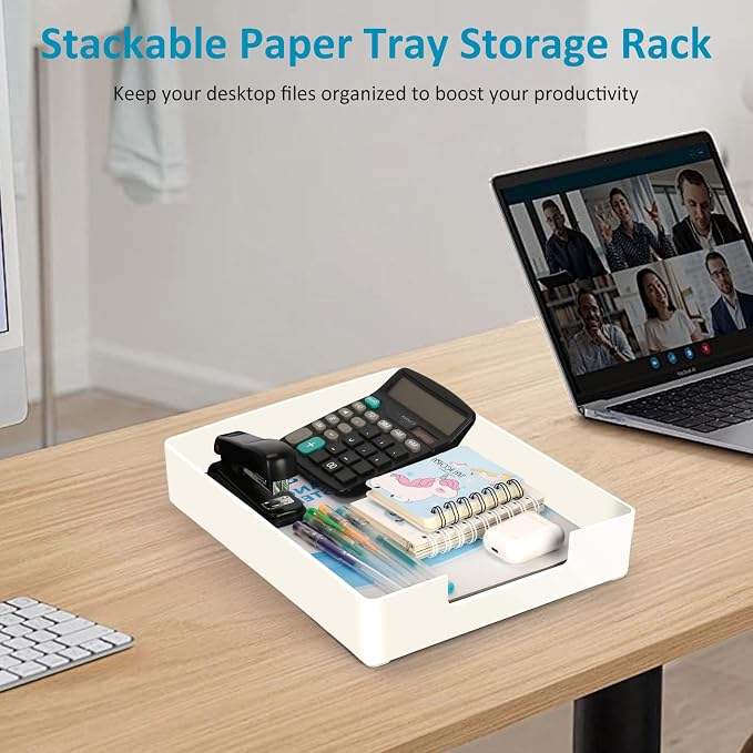 Paper Tray, Desk Tray Organizer, Plastic A4 Letter-Size Printer Paper Holder - Image 7