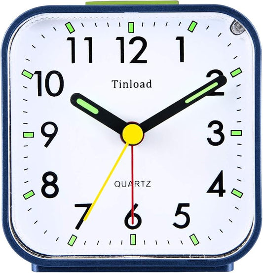 Tinload Small Battery Operated Analog Alarm Clock Silent Non Ticking, Ascending by Tinload