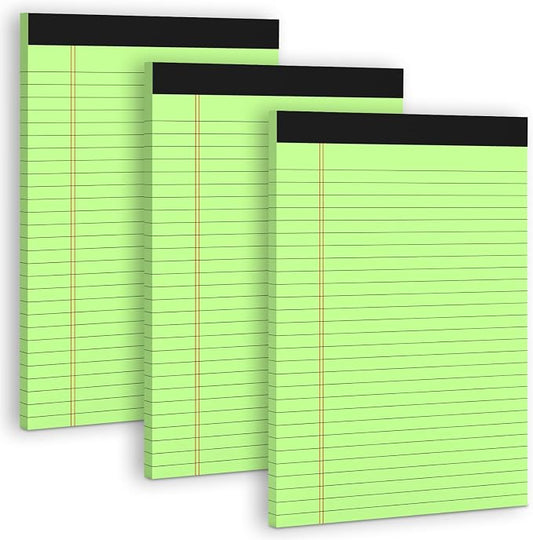 3 Pack Colored Legal Pads 8.5 x 11 Wide Ruled Note Pads, Perforated Lined Paper by NotePads
