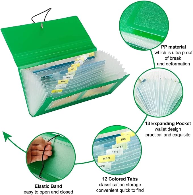 SEEKIND Expanding File Folder 4 Pack, 10.4' 5.5' Receipt Organizer Folder - Image 4