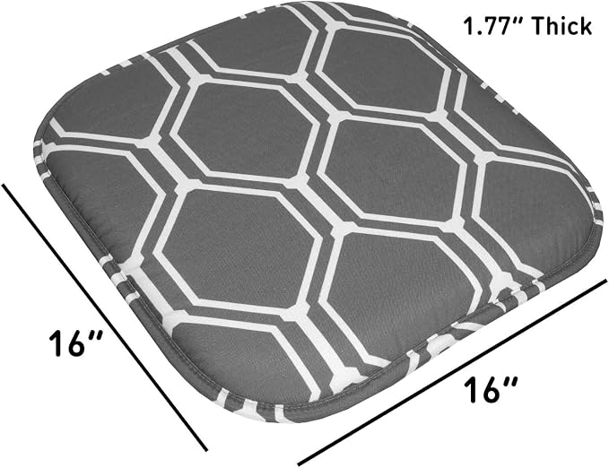 Sweet Home Collection Chair Cushion Memory Foam Pads Honeycomb Pattern Slip Non - Image 4