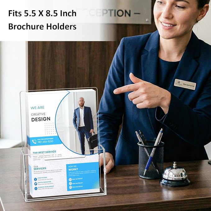 Acrylic Brochure Holder 8.5 x 5.5 Inch 4 Pack, Brochure Display Stands - Image 5