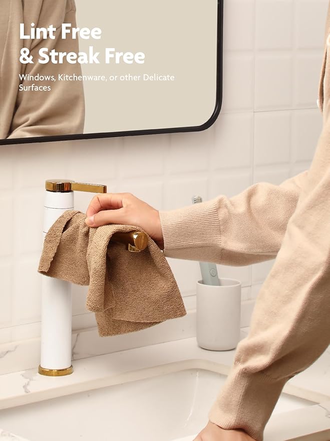 Fantasticlean Microfiber Cleaning Cloth Roll -90 Pack, Tear Away Microfiber Towels, 12" x 12", Reusable, Washable, Scratch Free, Ultra Absorbent Dish Rags for Car, Home, Garage or Shop (Tan)-DeskLoop Office