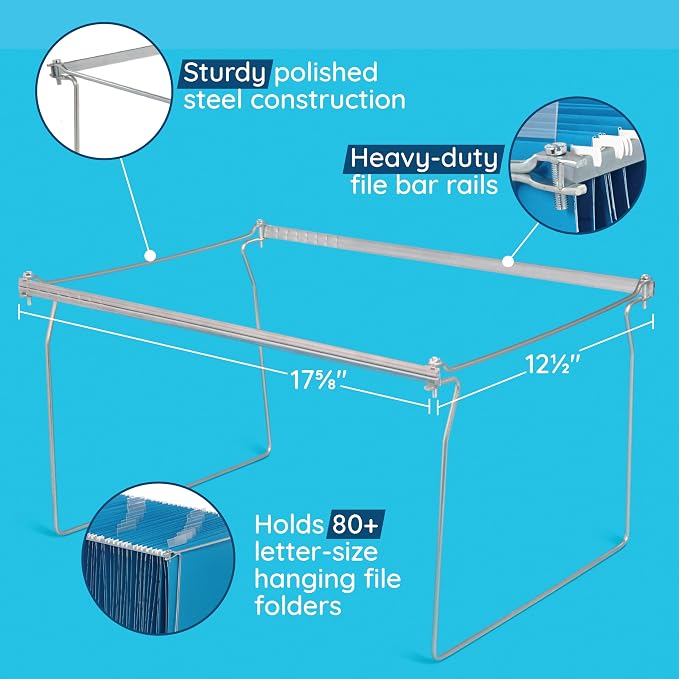 Blue Summit Hanging File Bars For File Cabinet, Letter Size, Metal Files Holder - Image 6