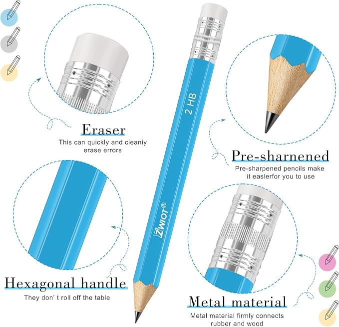 ZWlOT Golf Pencils with Eraser, #2 HB Half, Pre-Sharpened, 120/200/320 Count - Image 3
