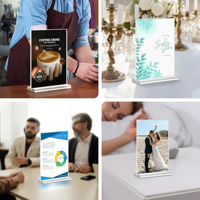 Acrylic Sign Holder 4x6, 24 Pack Clear Table Menu Vertical Clear Table Double - Image 7