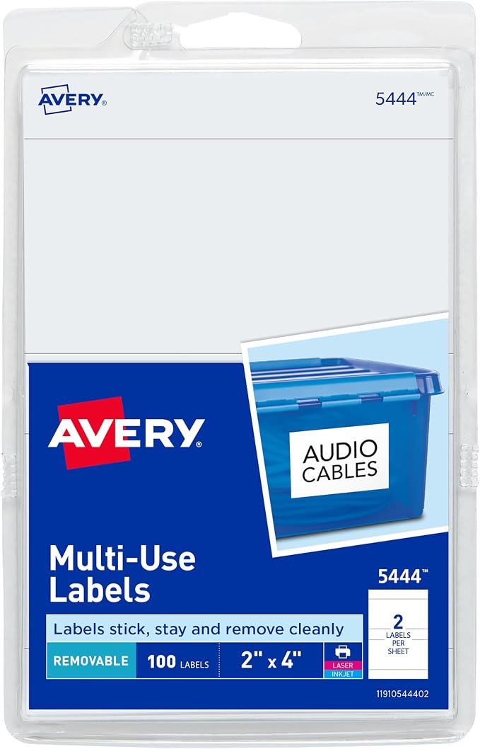 Avery Printable All-Purpose Removable Labels, Write or Print, 100 Customizable by Avery