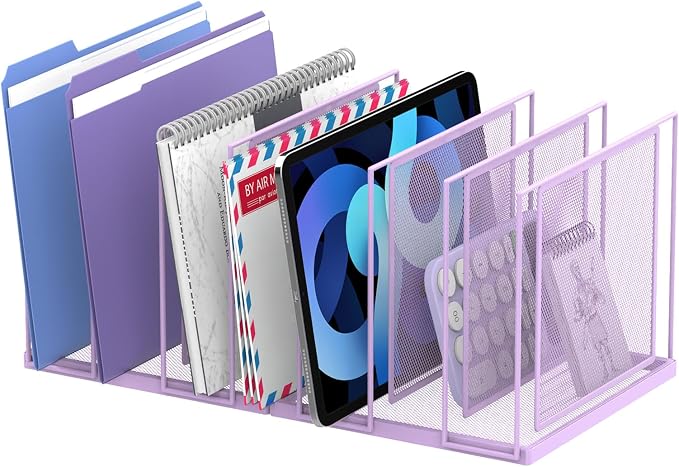 File Organizer for Desk, 7-Section Vertical File Sorter, Paper Holder Organizer by JMHUD
