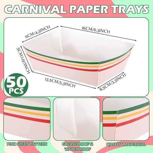 Geosar 100 Pcs Gingham Party Supply Disposable Paper Food Tray Bulk Disposable - Image 2