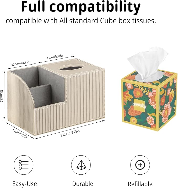 PU Leather Square Tissue Box Cover - Image 3
