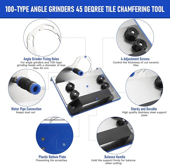 45 Degree Tile Chamfering Tool, Angle Grinder Stand Tile Cutter Tool Attachment for Tile 45 Degree Chamfer Cutting, 100-Type Universal Tile Chamfering Stand Type Angle Grinder-DeskLoop Office