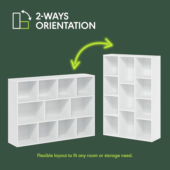 Furinno LUDER Book Shelf, 11-Cube Bookshelf, Reversible Bookcase, 9.4 x 29.1 x - Image 5