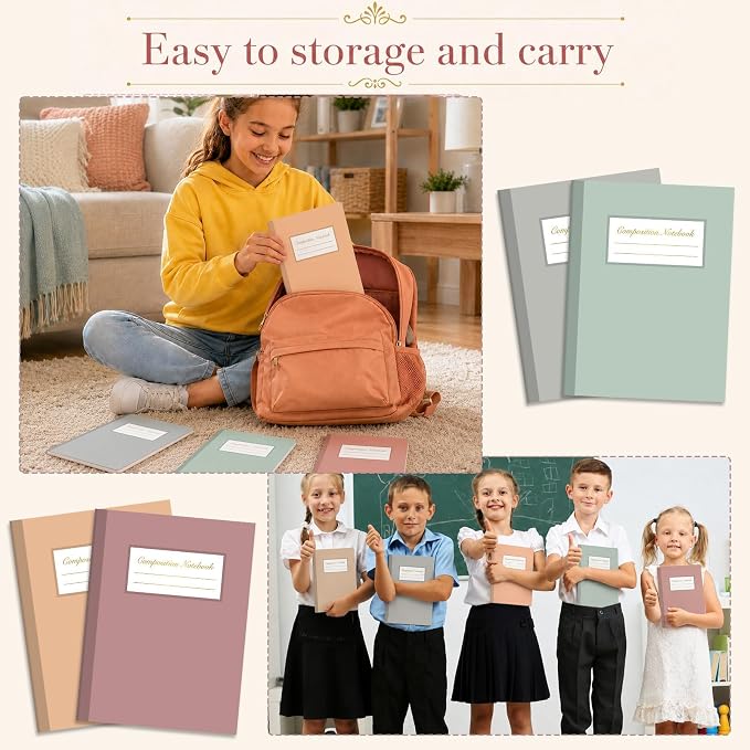 6 Pack Large Composition Notebooks Bulk 9.8 × 7.5 in Wide Ruled Hard Cover - Image 7
