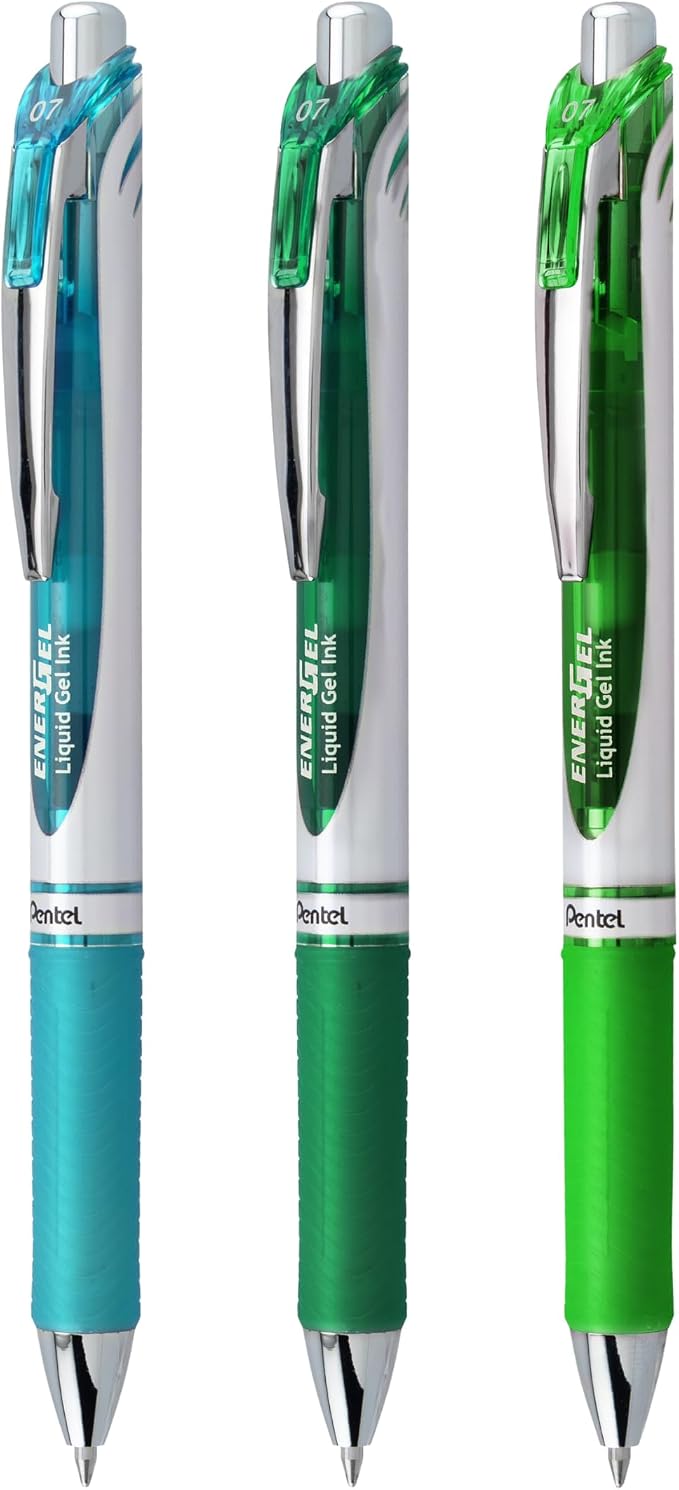Pentel EnerGel RTX Retractable Liquid Gel Pen, Chill Hue, and Lime Green Ink - Image 2