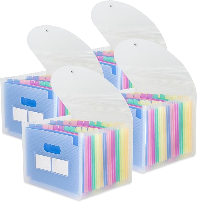Accordion File Organizer, 4 Pack 24 Pockets Expanding File Folders, Portable by MAIMIS