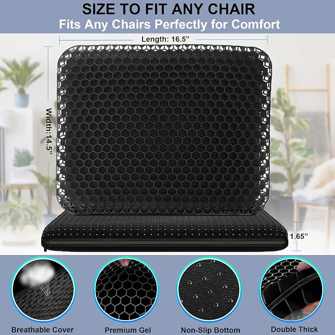 Gel Seat Cushion for Long Sitting Pressure Relief - Image 6