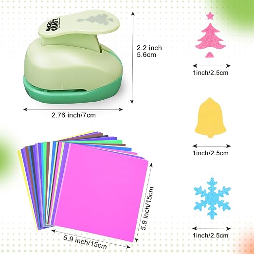 UCEC Hole Punch 1 Inch Craft Christmas Snowflakes Bells Shapes 30 Pieces Hole - Image 5
