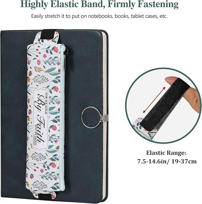 MoKo Elastic Pen Holder for Notebook, 4 Pieces PU Leather Pencil Case - Image 2